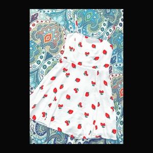 Strawberry White Mini Dress 👗 🍓